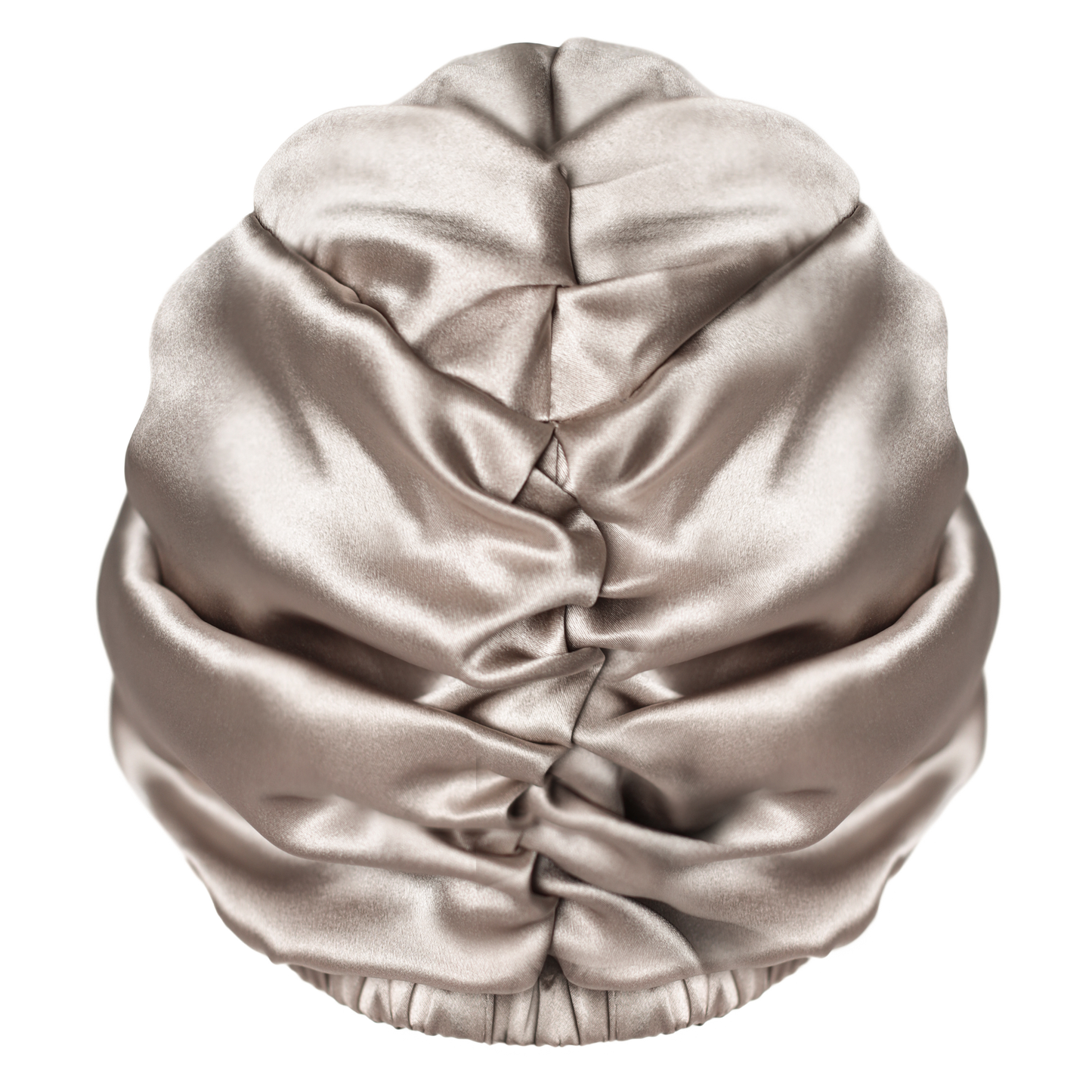 Qrown® Dvousrtanný hedvábný turban na spaní – Champagne / Šedá