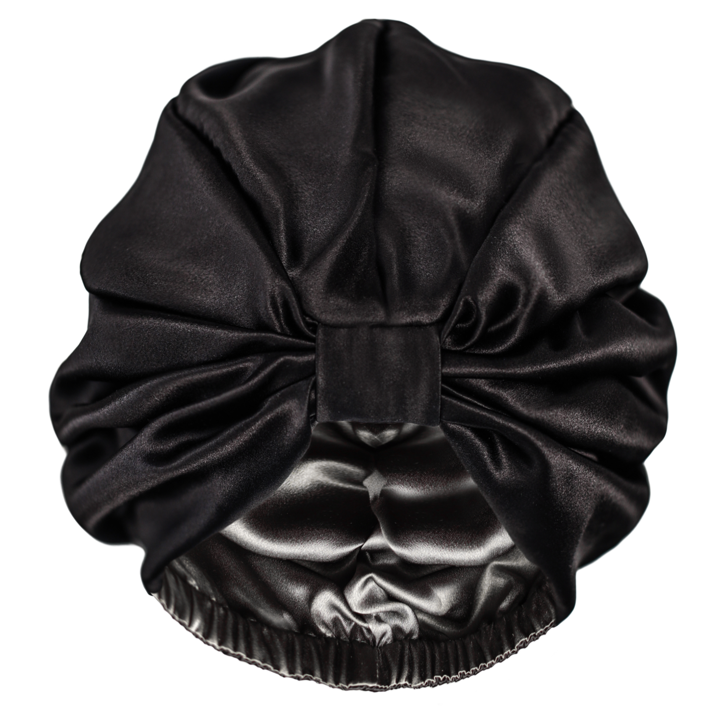 Qrown® Dvousrtanný hedvábný turban na spaní – Grafitová / Černá