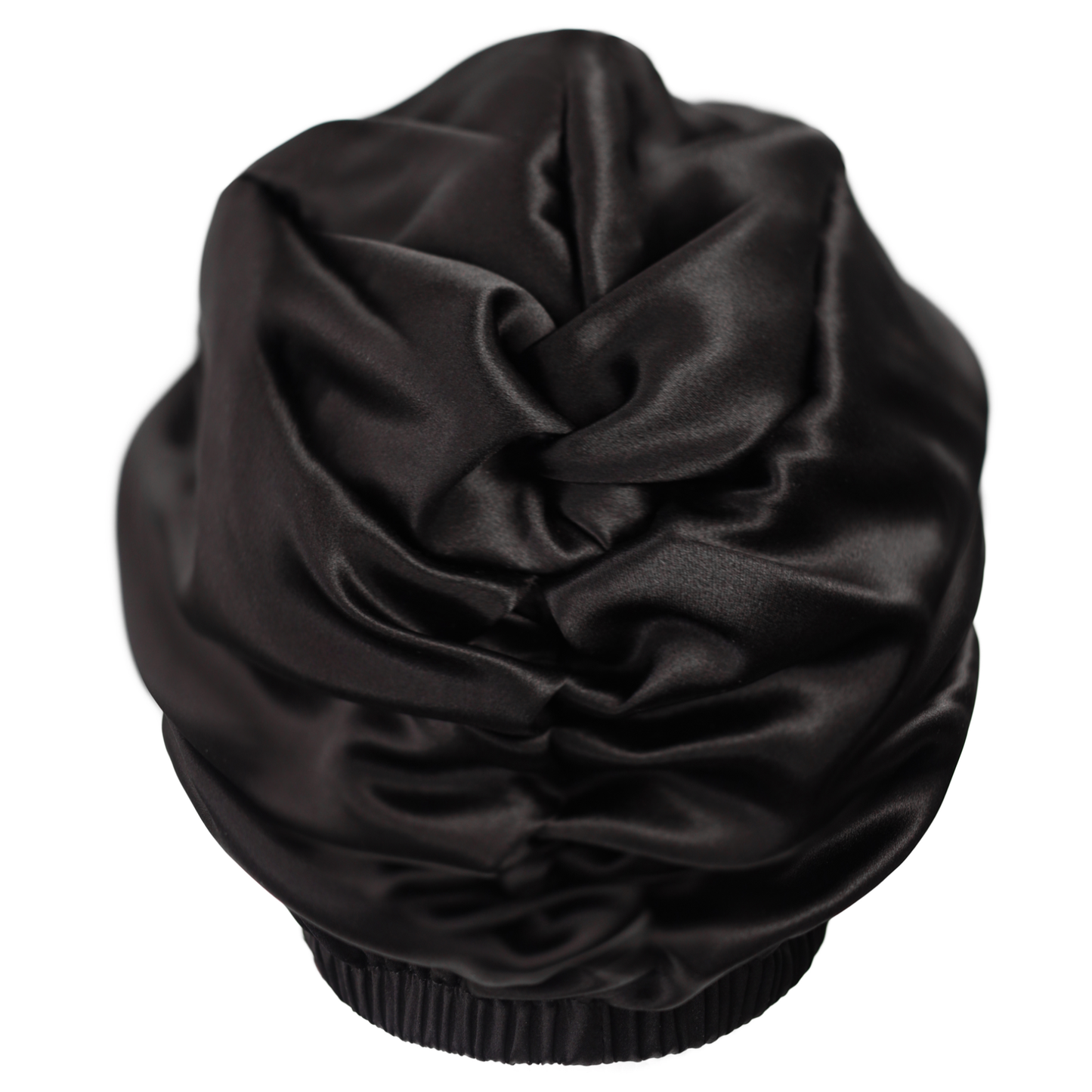 Qrown® Dvousrtanný hedvábný turban na spaní – Grafitová / Černá