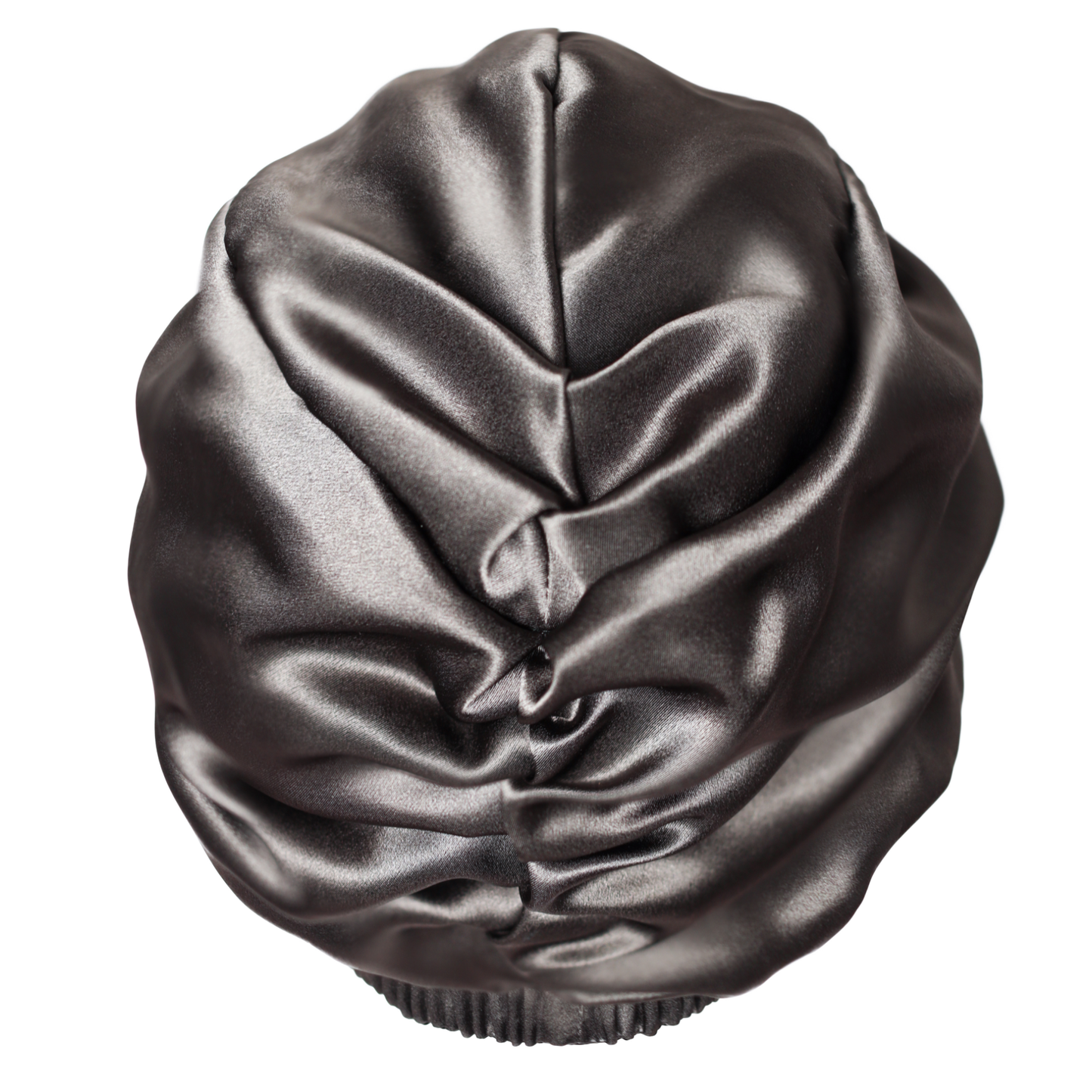 Qrown® Dvousrtanný hedvábný turban na spaní – Grafitová / Černá