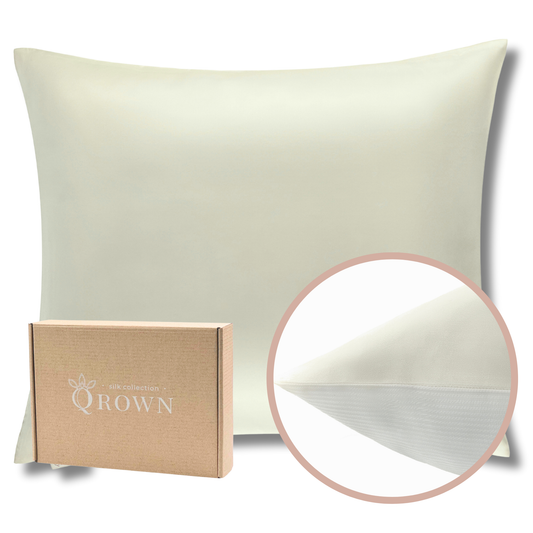 Qrown® Hedvábný povlak na polštář 60×80cm – 22 momme morušové hedvábí, bavlněná zadní strana