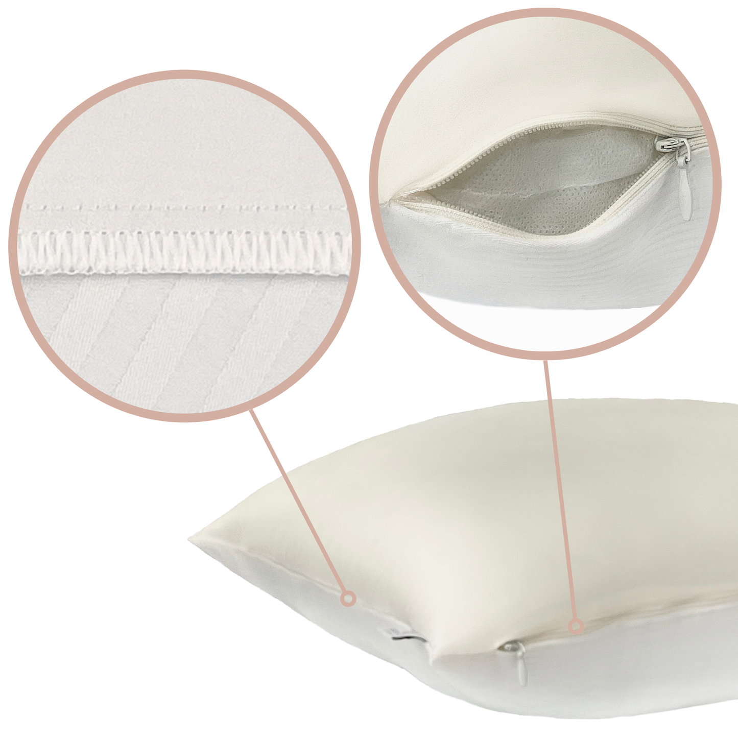 Qrown® Hedvábný povlak na polštář 40×60cm – 22 momme morušové hedvábí, bavlněná zadní strana