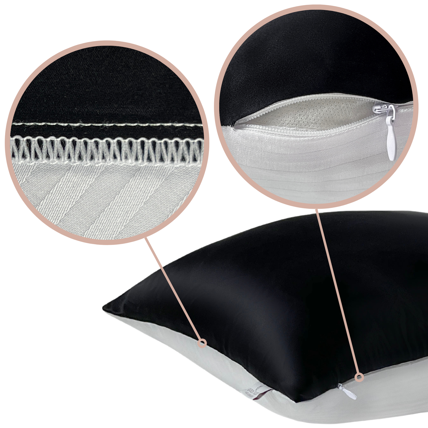 Qrown® Hedvábný povlak na polštář 40×60cm – 22 momme morušové hedvábí, bavlněná zadní strana