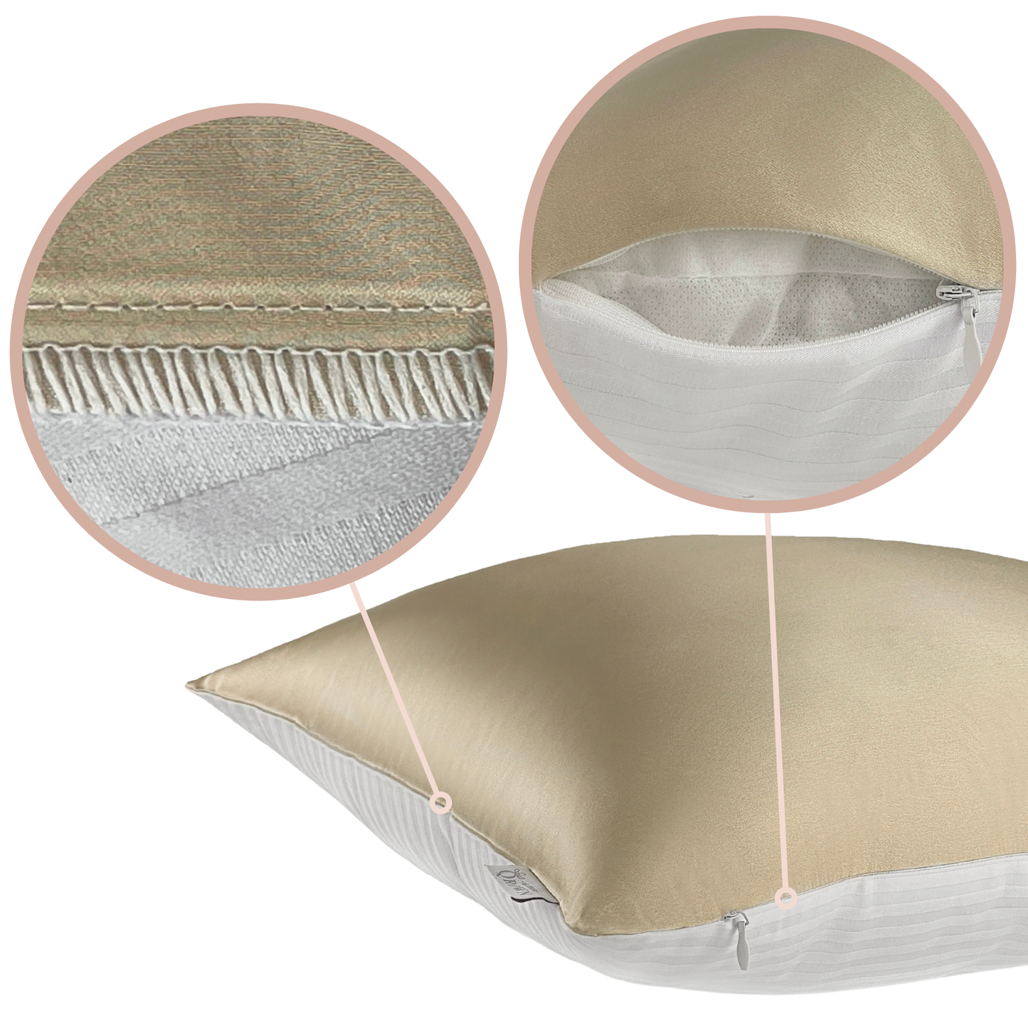 Qrown® Hedvábný povlak na polštář 40×60cm – 22 momme morušové hedvábí, bavlněná zadní strana