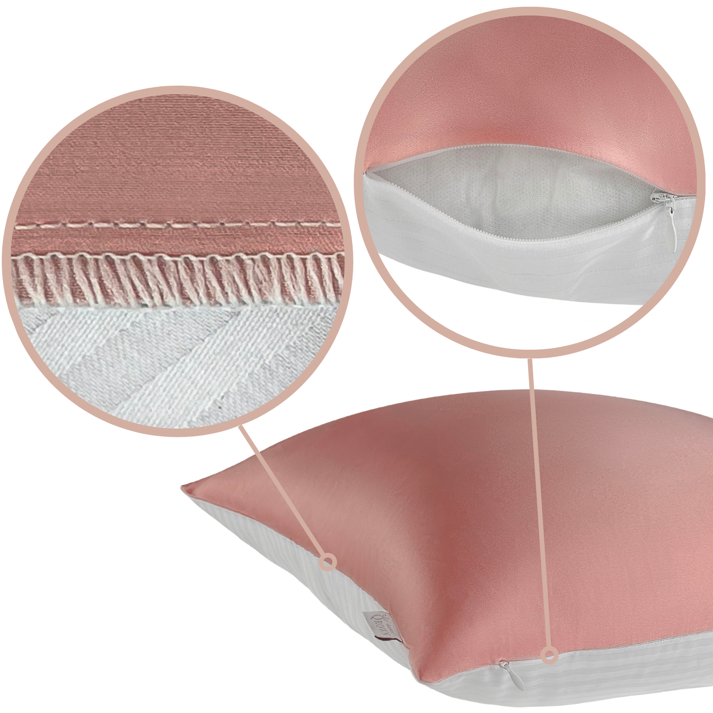 Qrown® Hedvábný povlak na polštář 40×60cm – 22 momme morušové hedvábí, bavlněná zadní strana