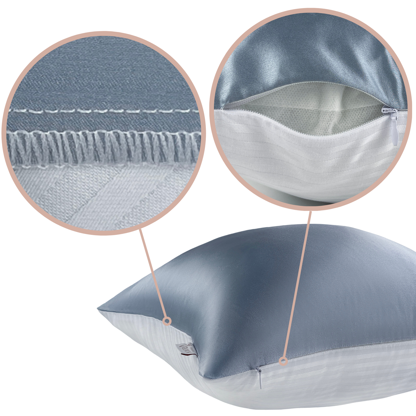 Qrown® Hedvábný povlak na polštář 40×60cm – 22 momme morušové hedvábí, bavlněná zadní strana