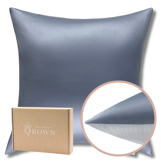 Qrown® Hedvábný povlak na polštář 60×60cm – 22 momme morušové hedvábí, bavlněná zadní strana