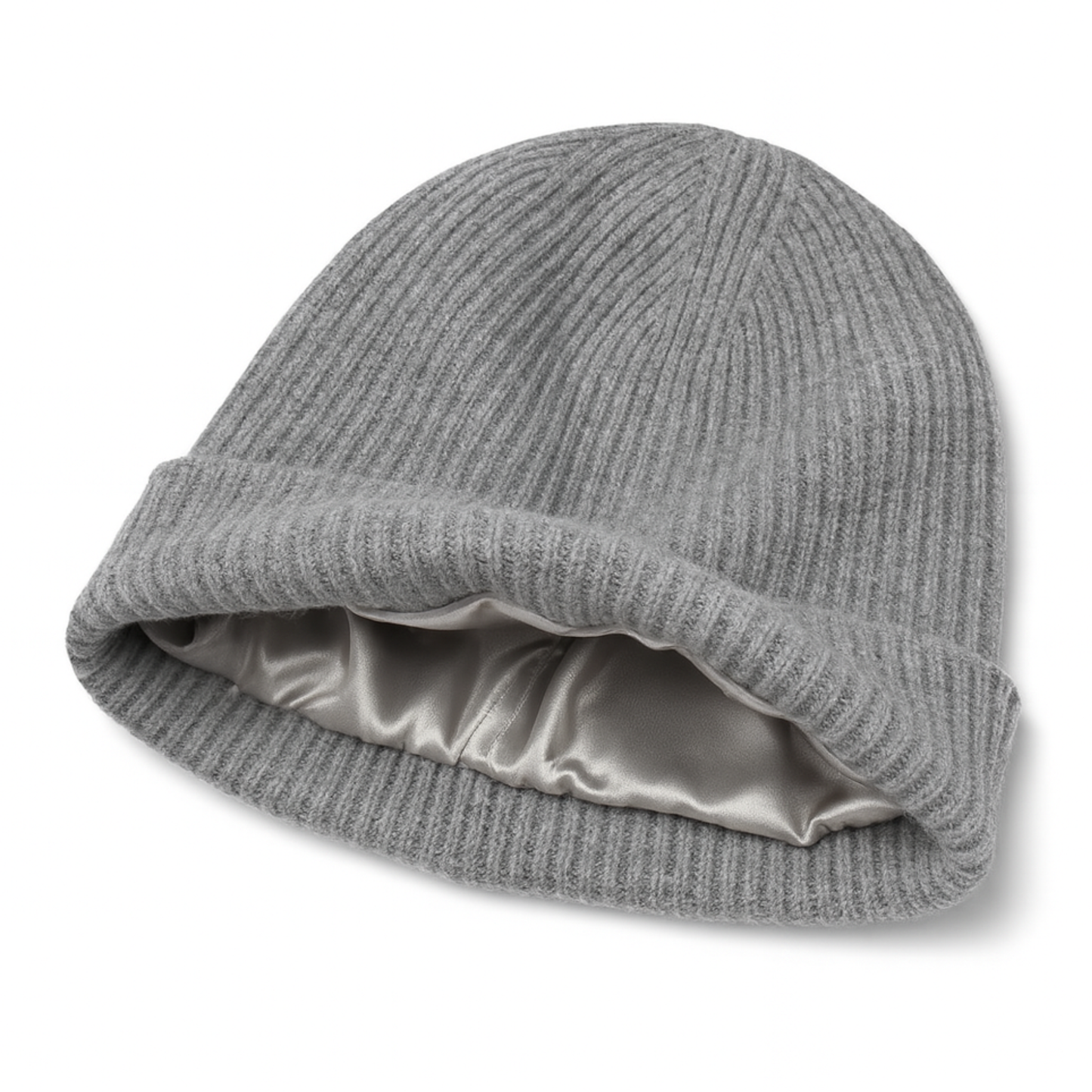 Qrown® Čepice z vlny merino a kašmíru s hedvábnou podšívkou – šedá