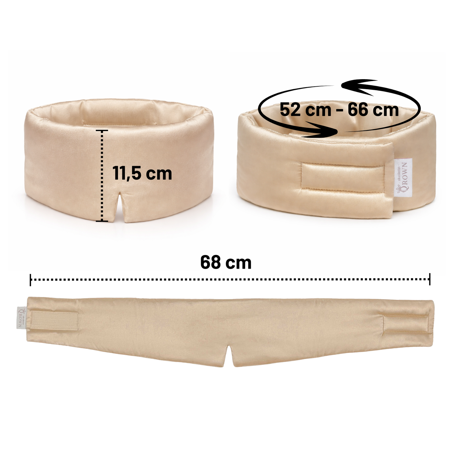 Hedvábná maska na spaní Qrown® Premium